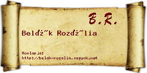Belák Rozália névjegykártya